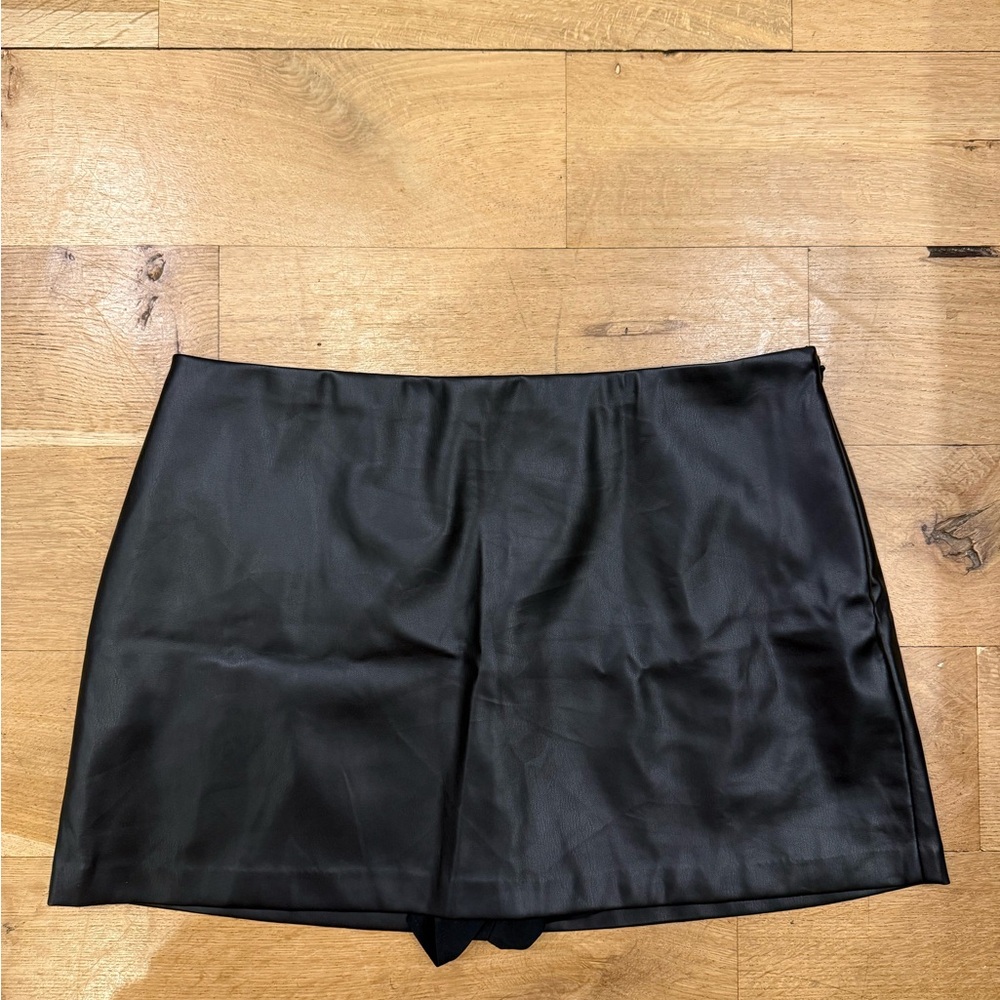 Black Faux Leather Mini Skirt